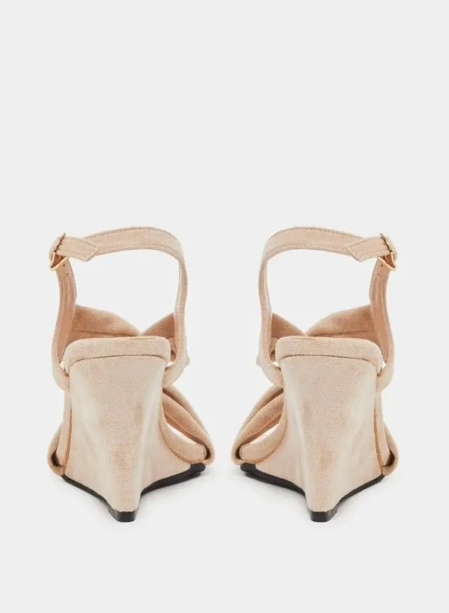 Velvet Criss Cross Wedge Sandals – image 5