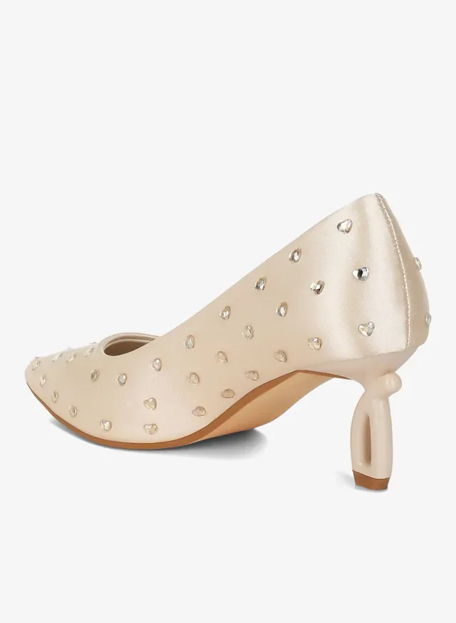 Rhinestone Heart Pumps Red – image 4