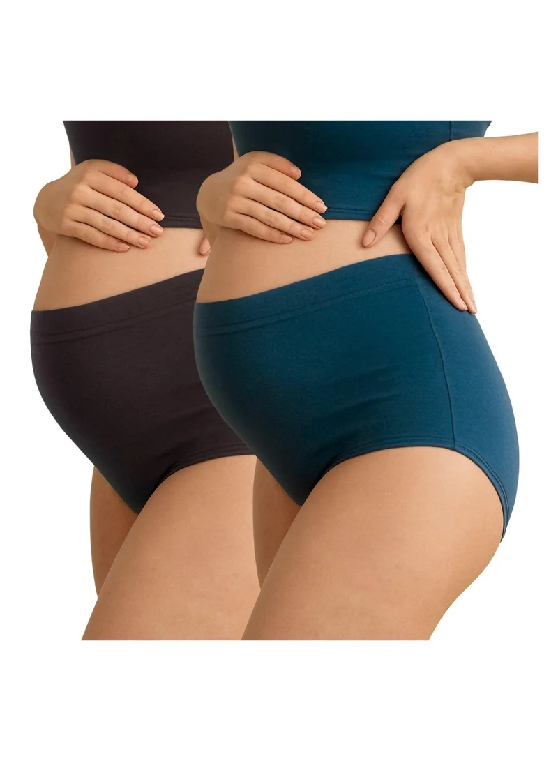 2-Pack High Waist Bamboo Cotton Maternity Panties Teal
