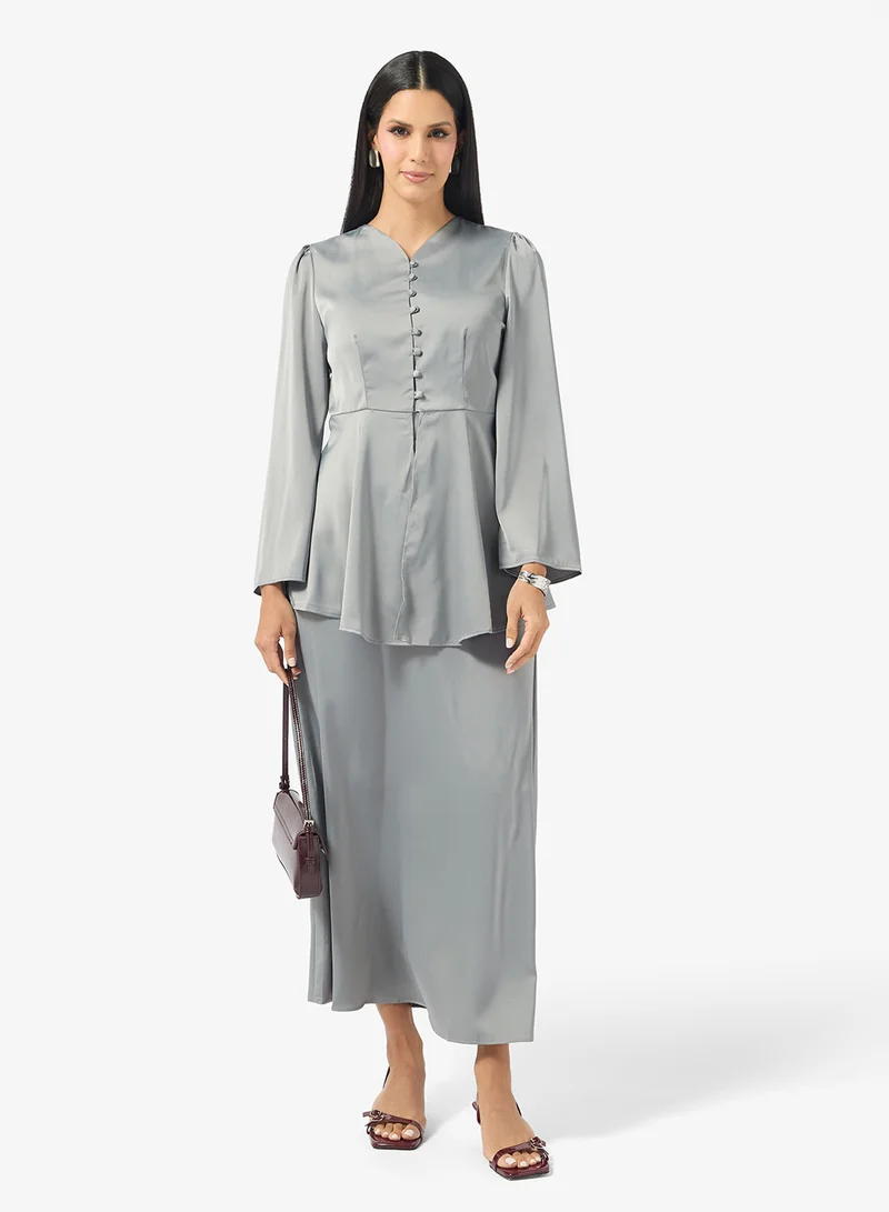 Longline Peplum Skirt Set