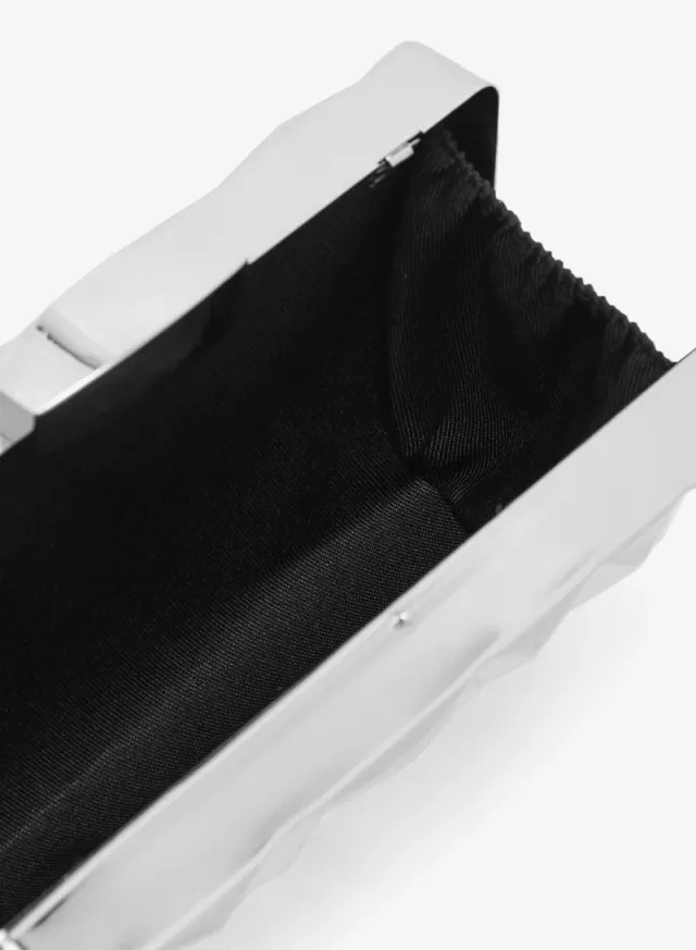 Geometric Rectangular Statement Clutch Silver – image 4