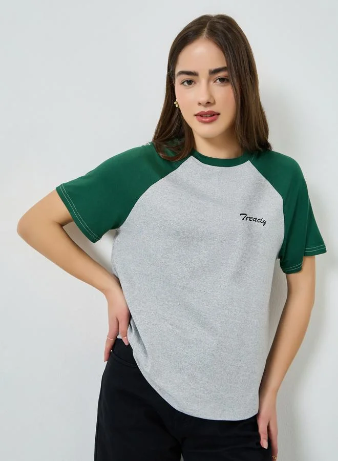 Contrast Raglan T-Shirt Grey