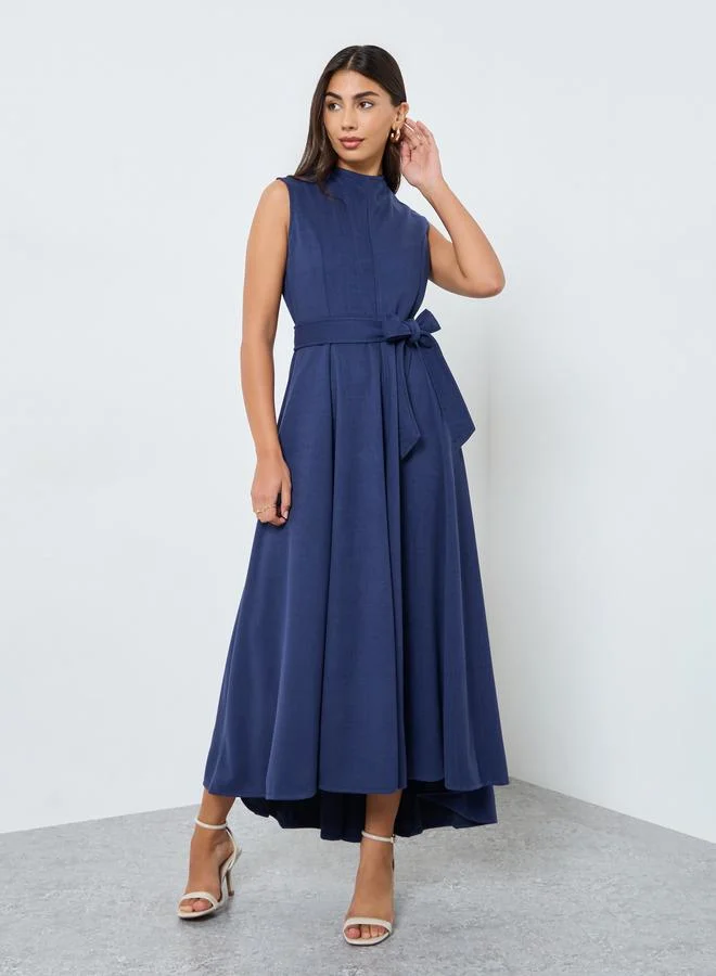 Styli Sleeveless A-Line Maxi Dress Steel Blue