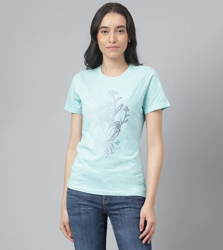 Graphic Crew-Neck T-Shirt Blue