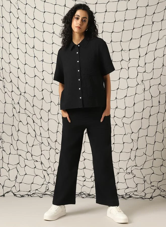 Self Design Double Cloth Pure Cotton Shirt With Trouser
