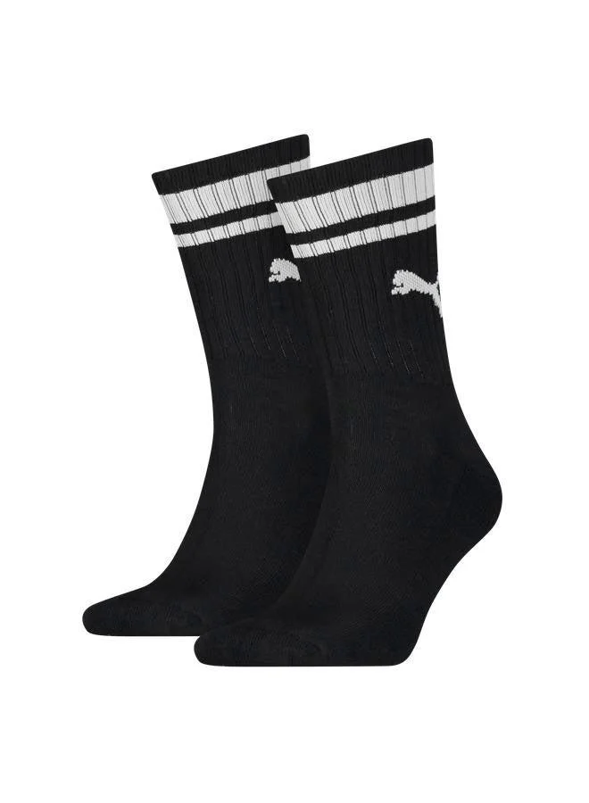 Heritage Stripe Crew 2-Pack Black