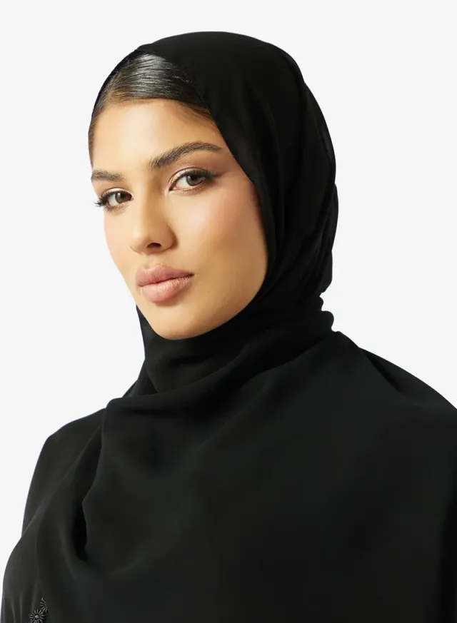 عباية دانتيل أسود مع شيلة – صورة 5
