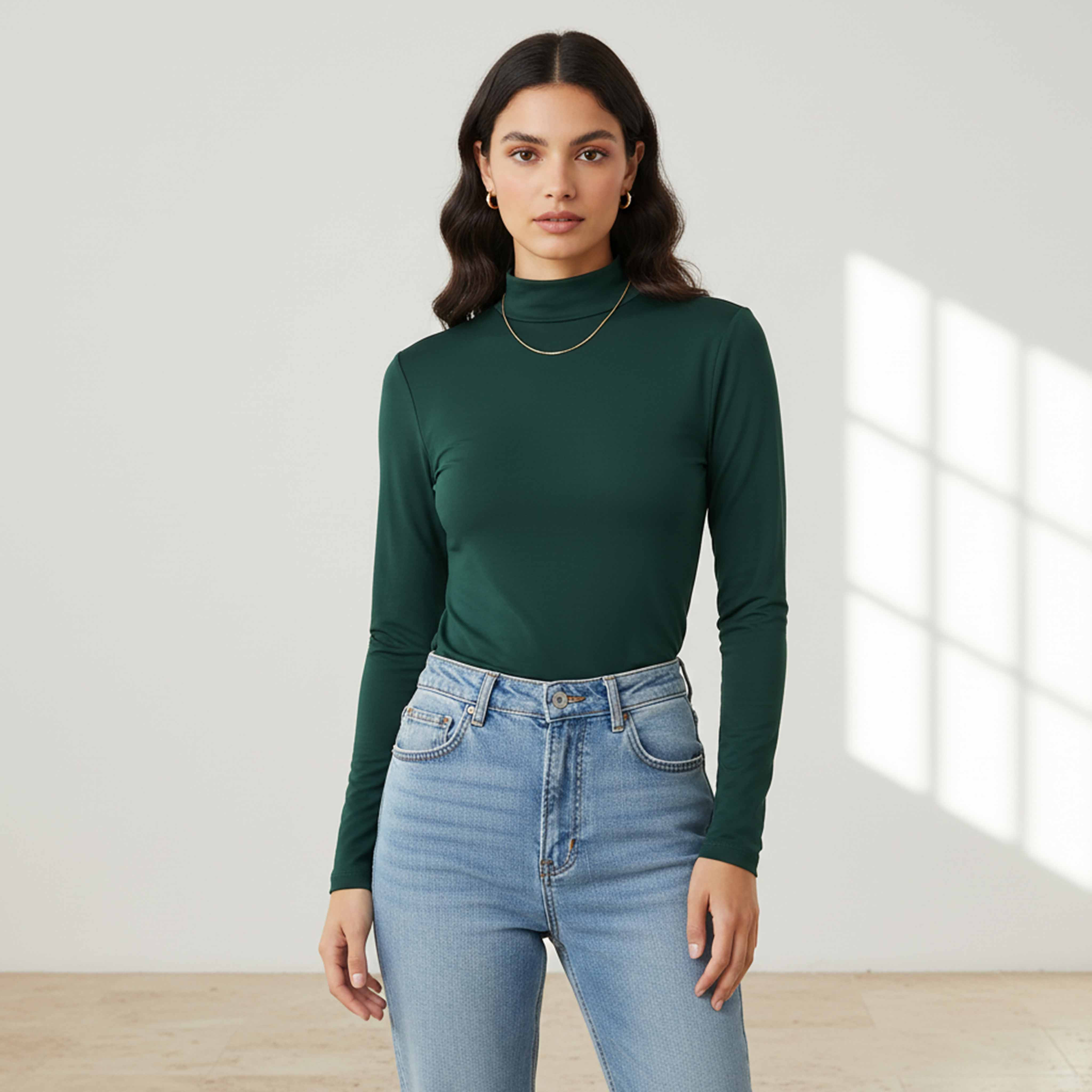 High Neck Regular Fit T-shirt
