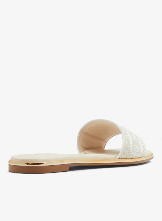 Oceania Embroidered Flat Sandals Beige – image 2