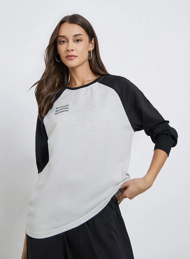 Women's Color Block T-Shirt and Joggers Set Beige