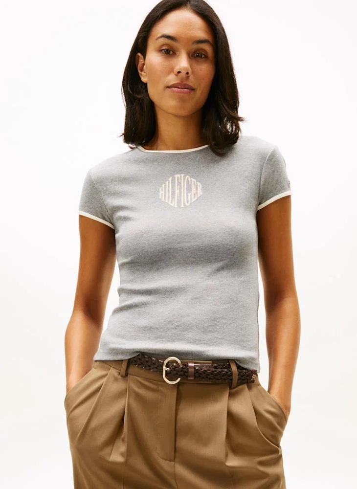Graphic Crew Neck T-Shirt Silver