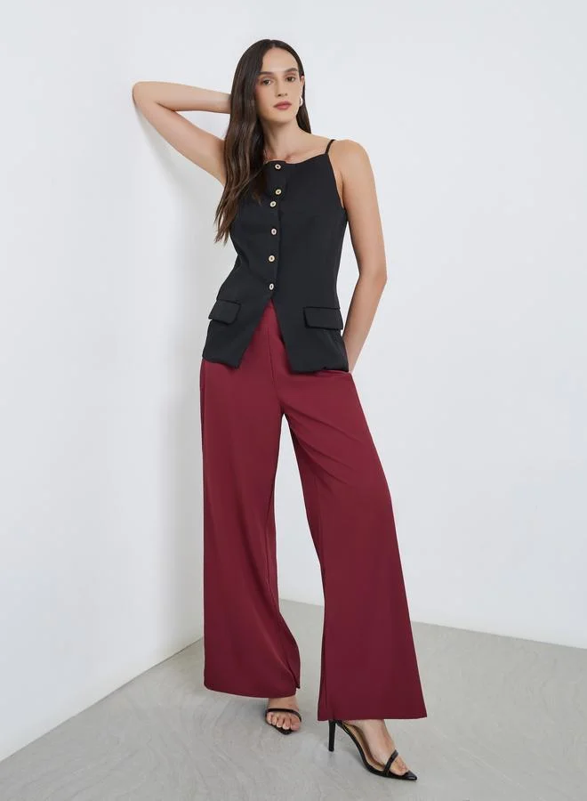 Wide Leg Trousers Burgundy