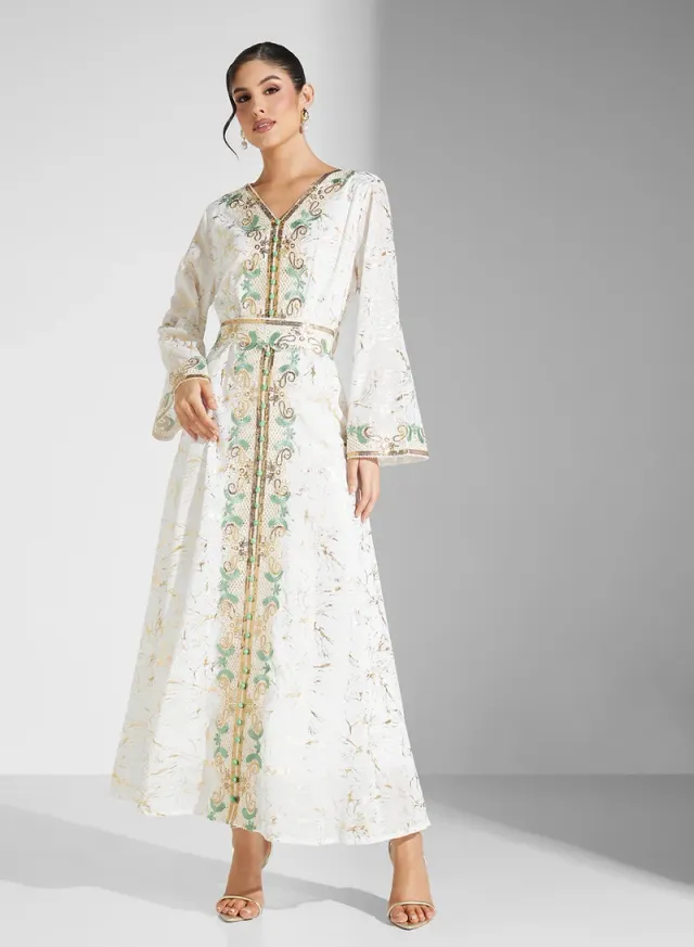 Embroidered Jalabiya White