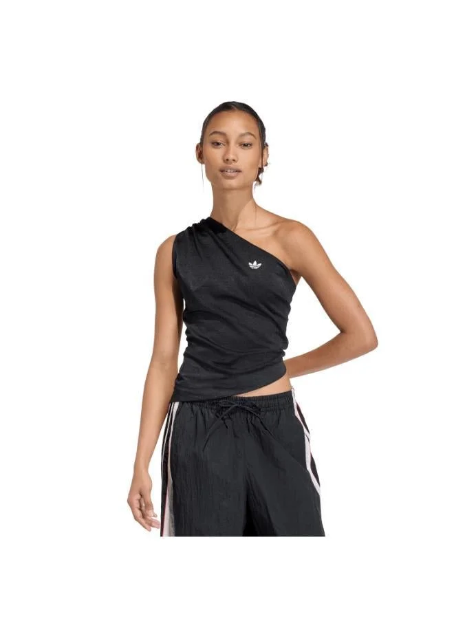 Ruched One Shoulder Top Black