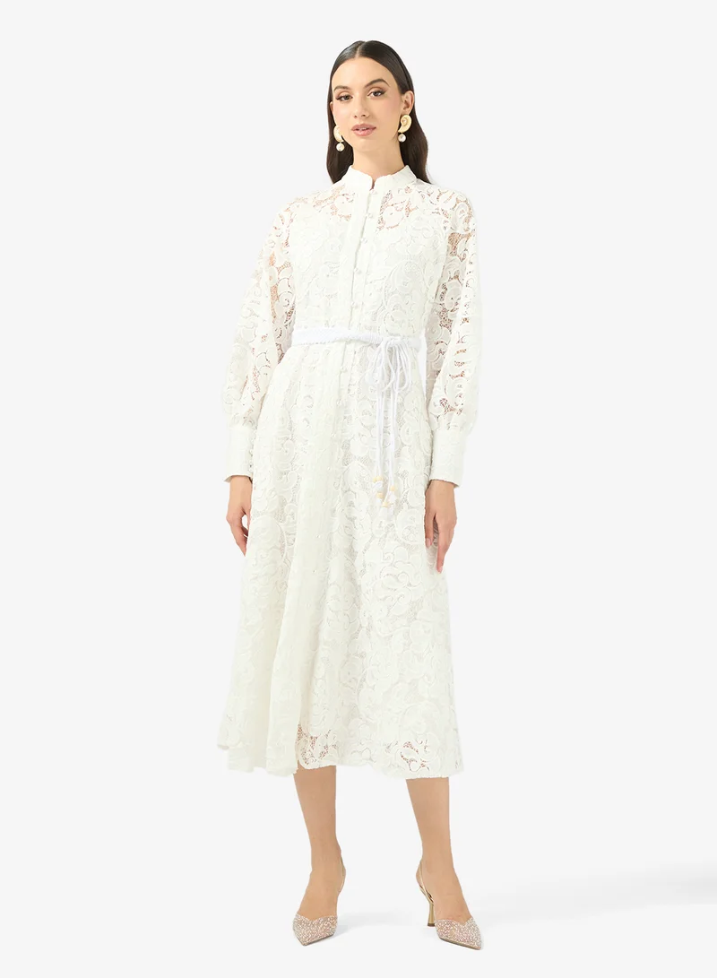 Lace A-line Dress White