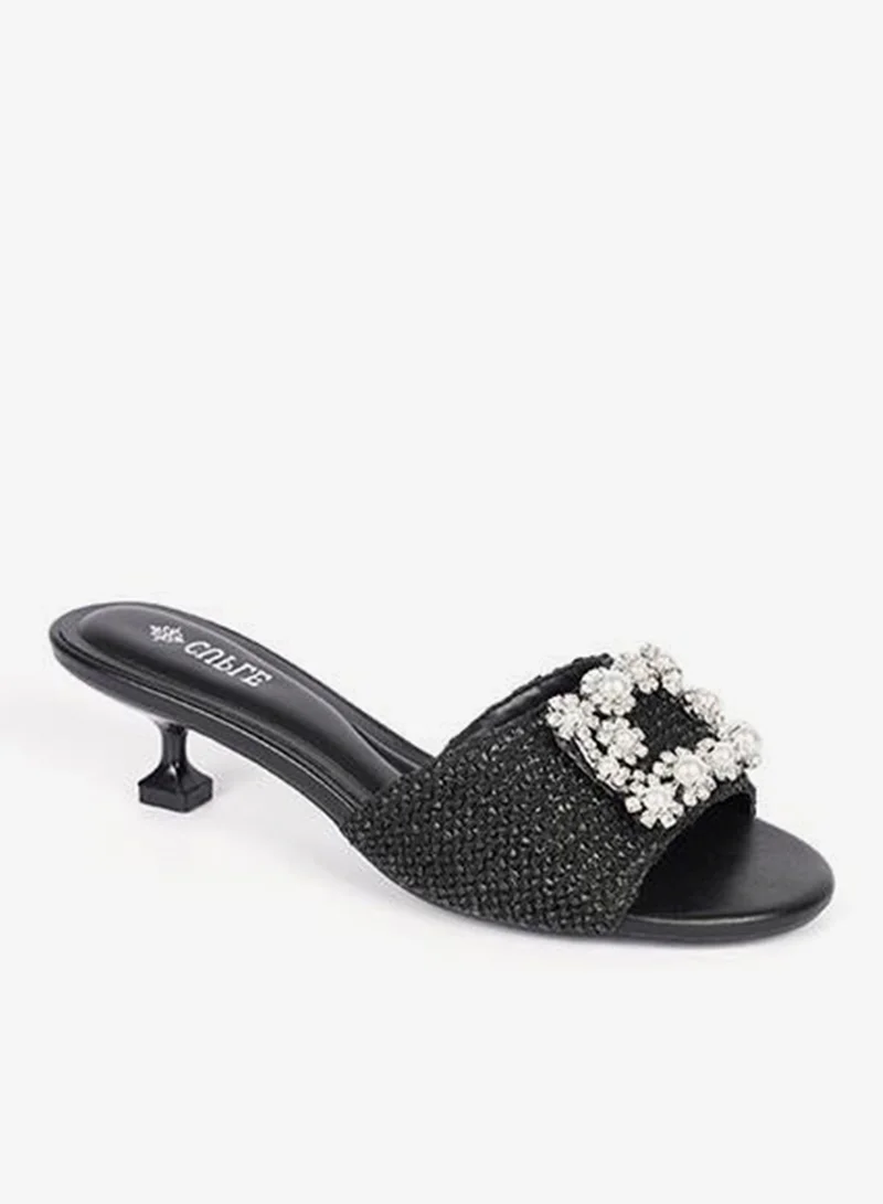 Women's Low Heel Stiletto Sandals Black