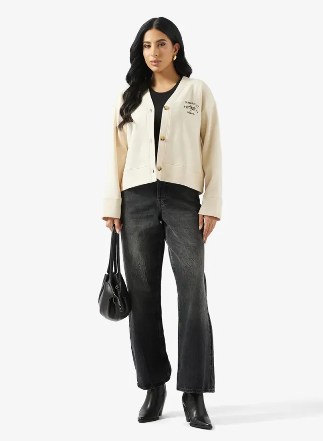 V-Neck Brushed Sweat Cardigan – image 4