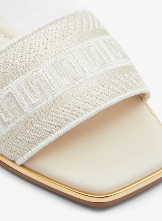 Oceania Embroidered Flat Sandals Beige – image 5
