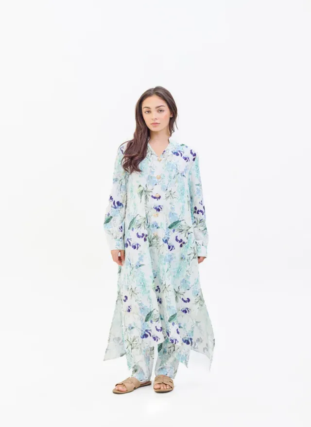 Floral Print 2-Piece Suit Light Steel Blue