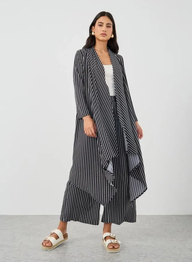 Striped Kimono & Wide Leg Pants Set – image 3