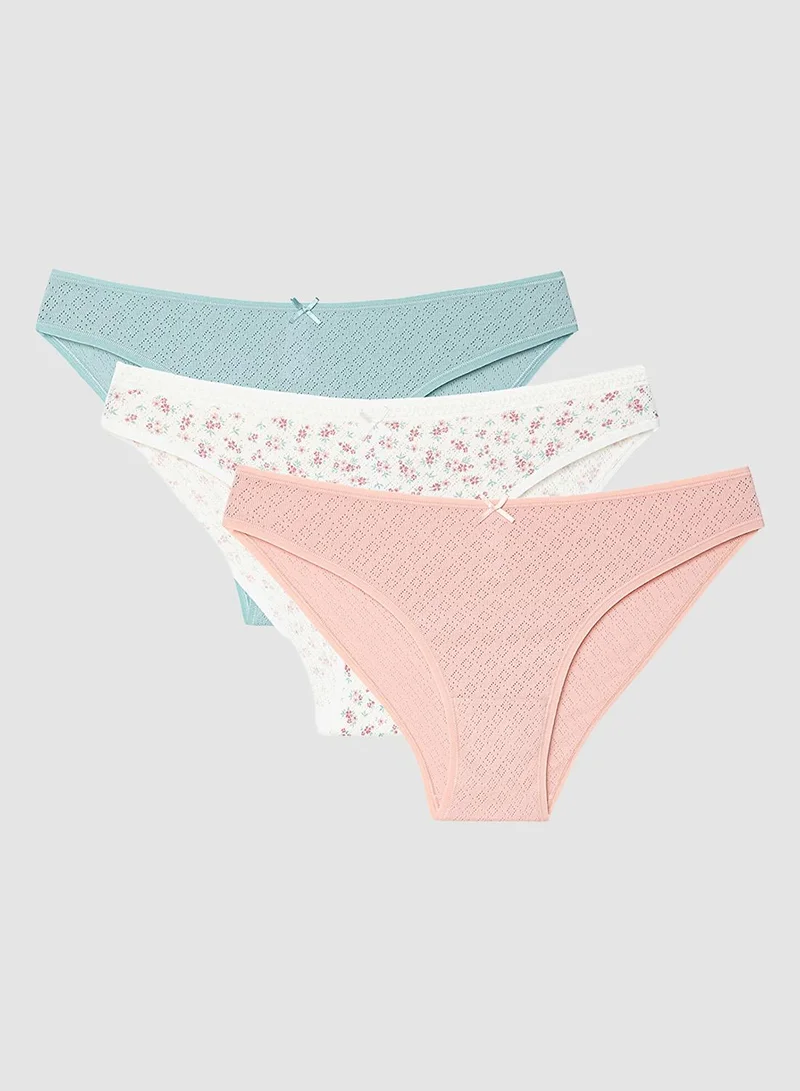 Blossom 3-Pack Low Waist Pointel Slip Panties Multicolour