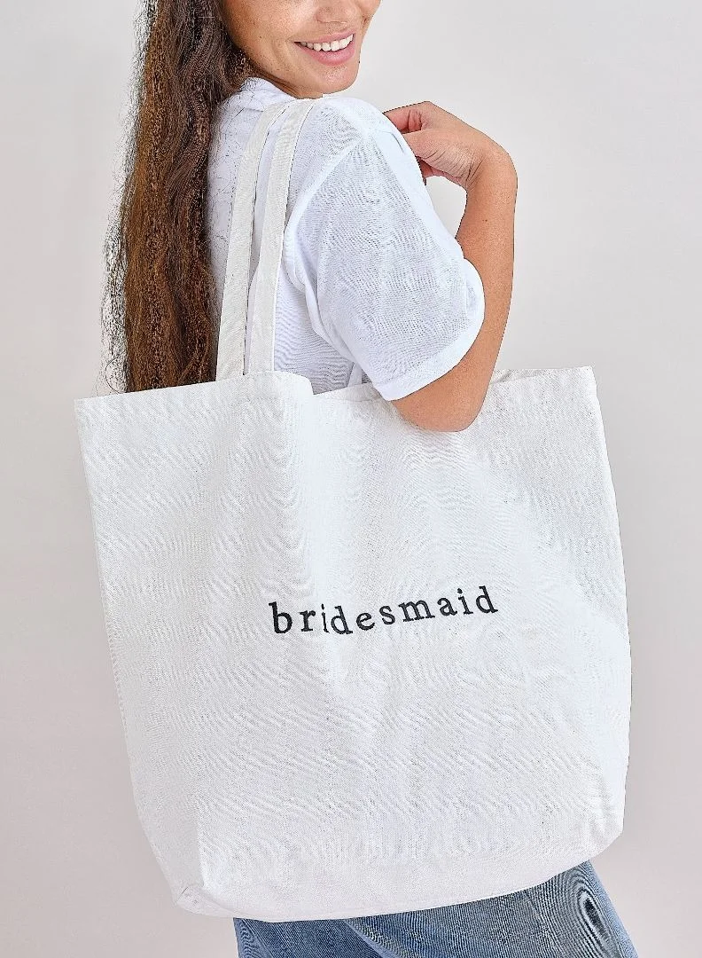 Large Bridesmaid Tote Bag White