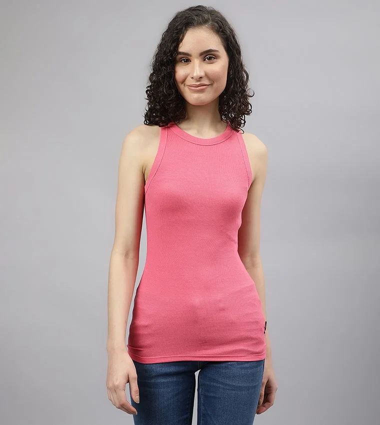 Solid Sleeveless Tank Top Fuchsia