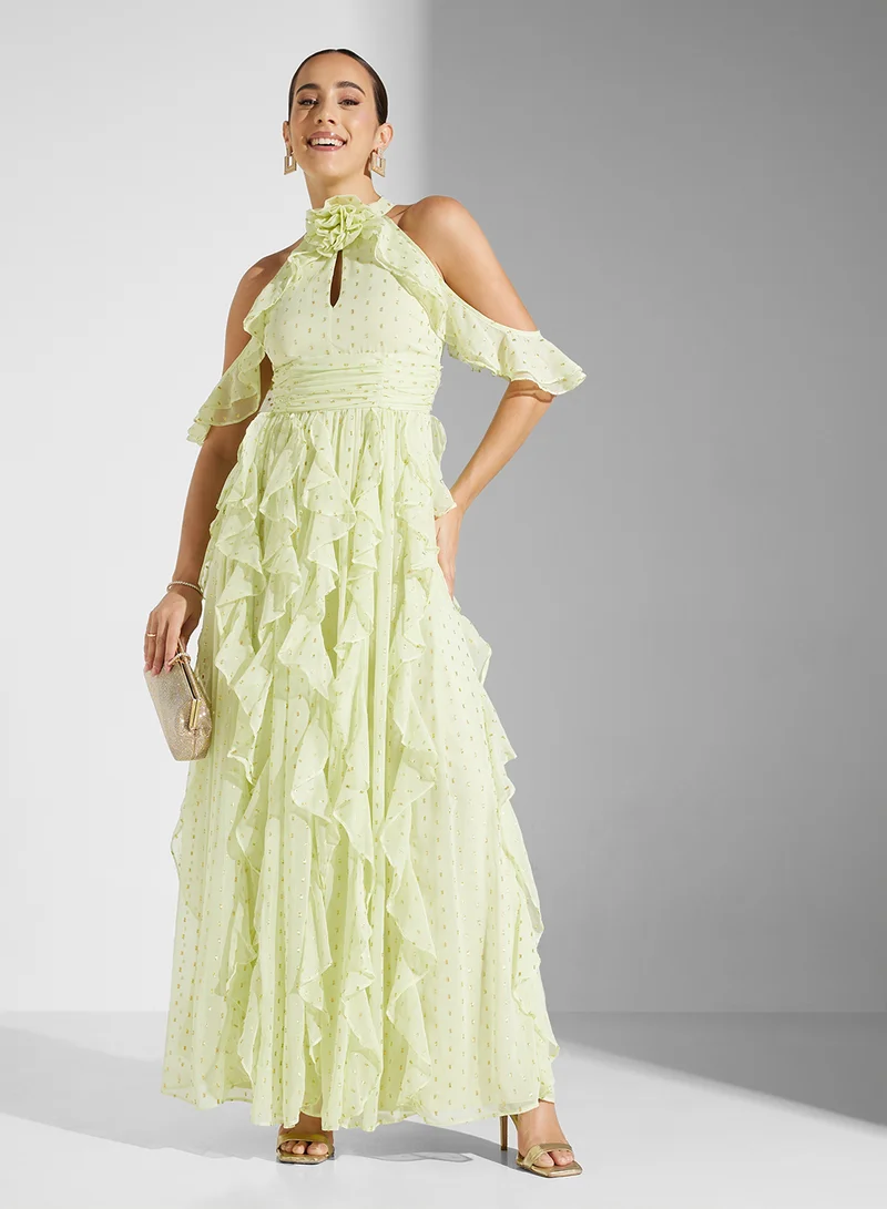 Chiffon Ruffle Maxi Dress