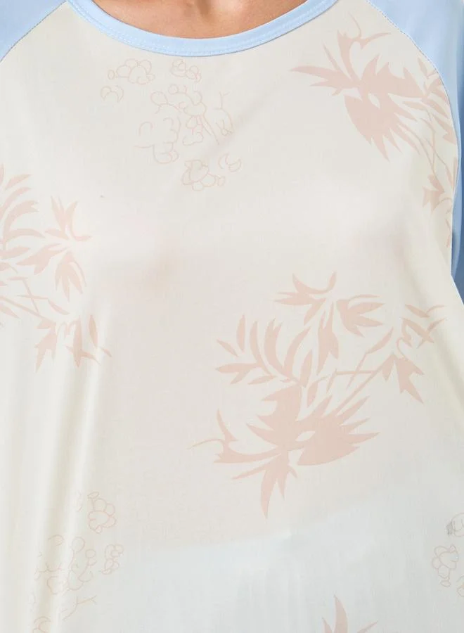 Printed Tee and Shorts Pajama Set Blue