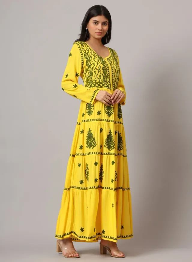 Turquoise Cotton Embroidered Jalabiya for Women - Plus Size – image 4