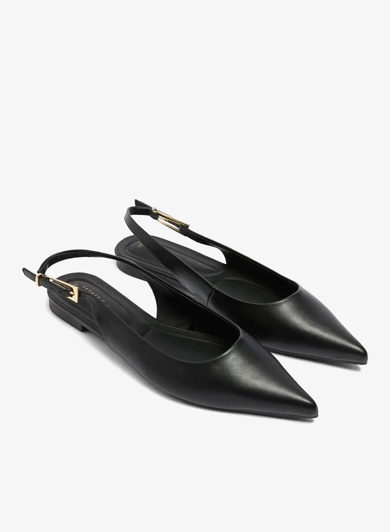 Black Pointed Slingback Ballet Flats