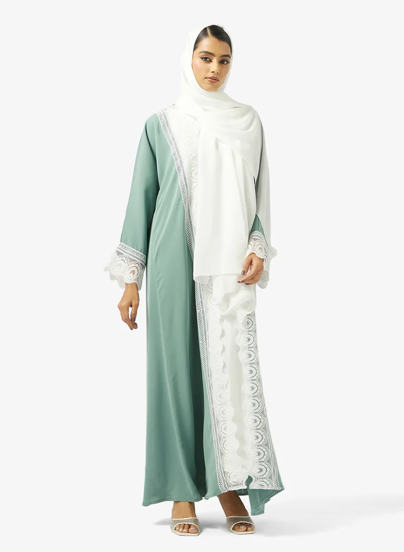 Lace Detail Abaya Set