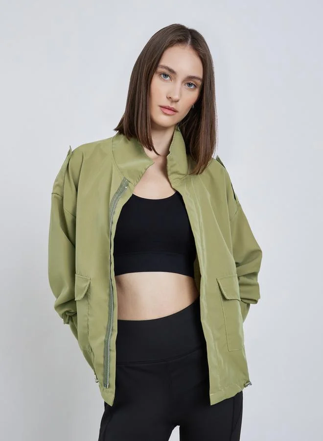 Styli Boxy Fit Utility Jacket Olive Green