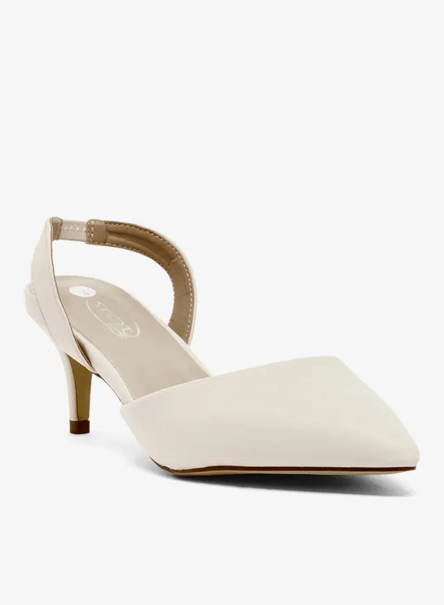 Mid Heel Slingback Pumps Beige – image 2