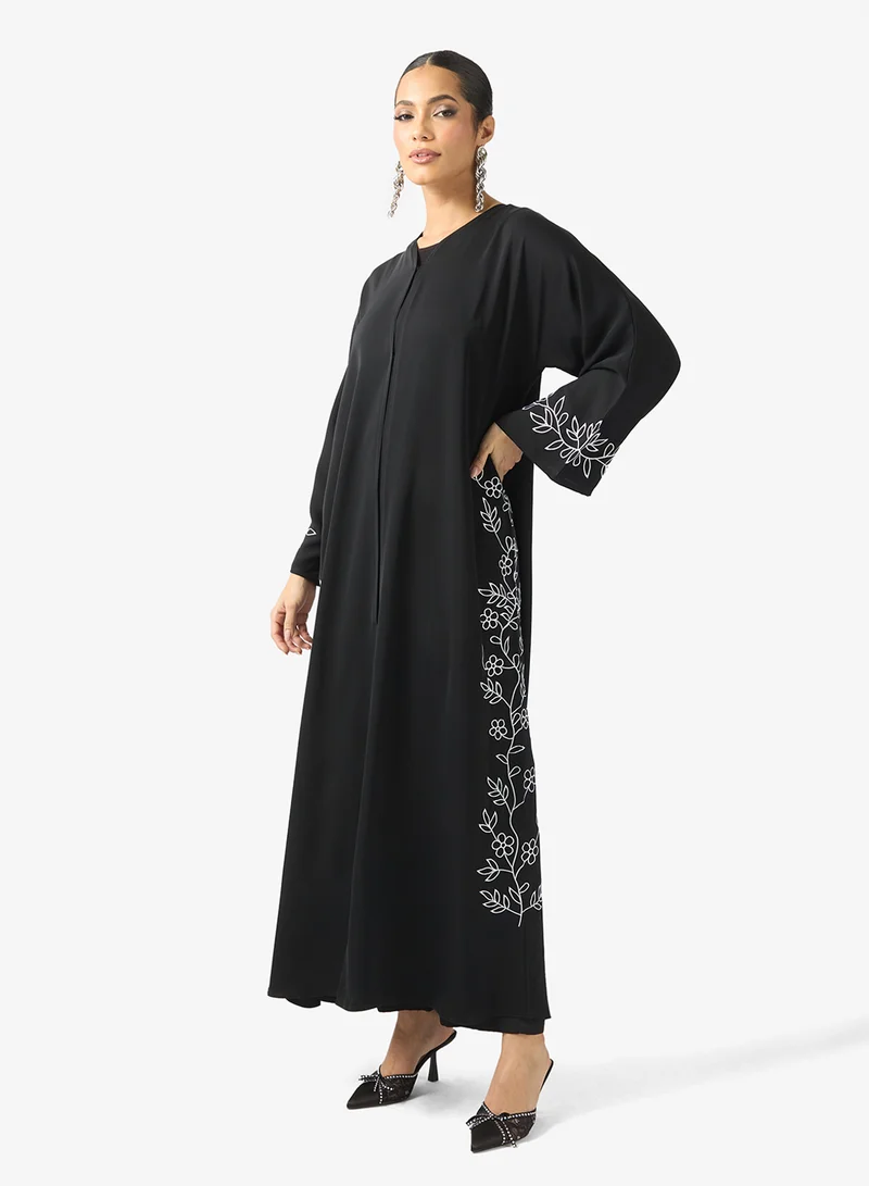 Floral Print Abaya Set
