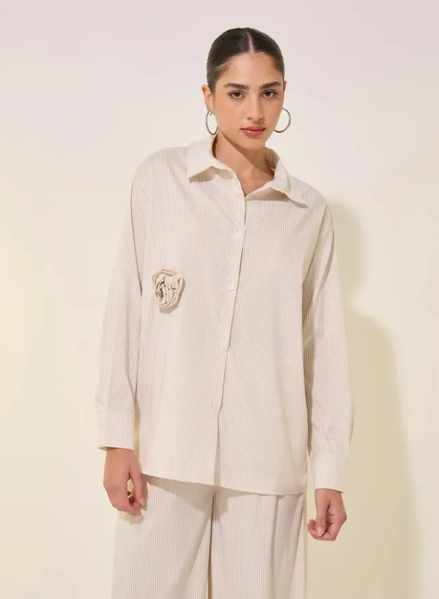 Striped Floral Shirt & Pants Set – image 3