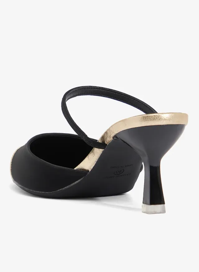 Gold Accent Strap Mid-Heel Pumps – image 3