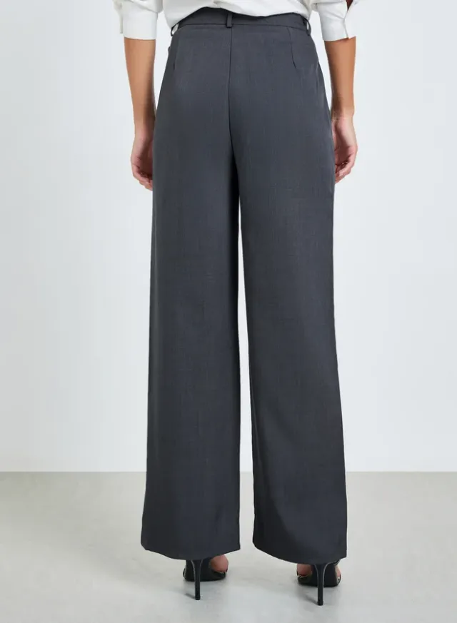 Wide Leg Pleated Pants Grey – image 4