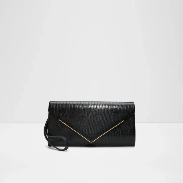 Elona Textured Envelope Clutch Black