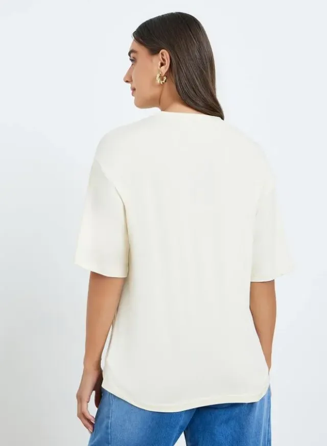 Women's Butterfly Graphic T-Shirt Beige – image 4