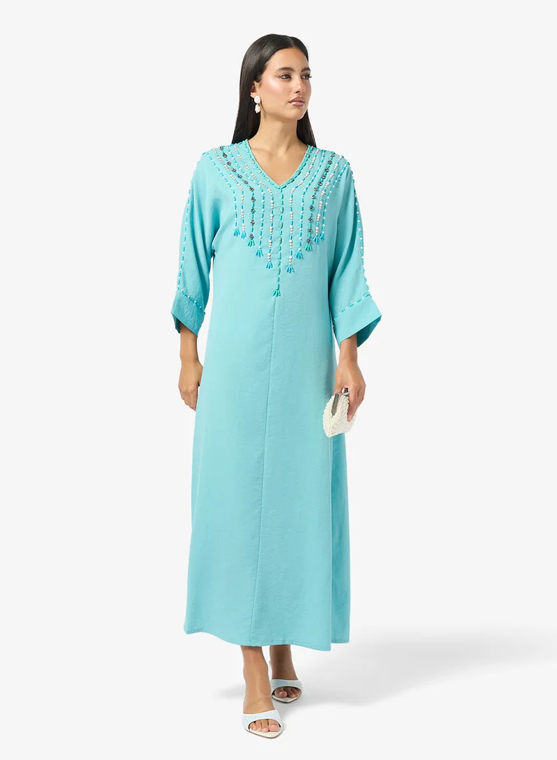 Embellished Jalabiya Blue
