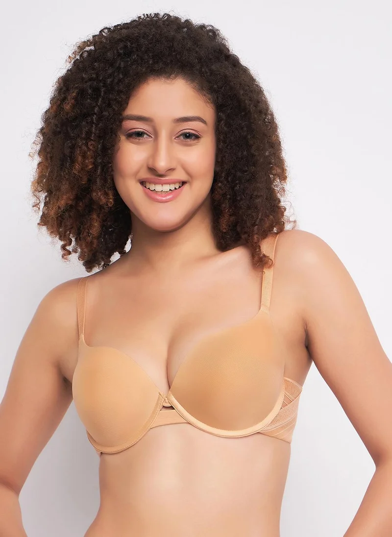 Clovia Level 3 Push Up Padded Demi Cup T-Shirt Bra Beige