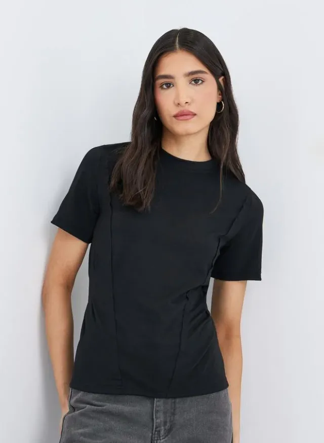 Take Two Cut and Sew Panel T-Shirt Black