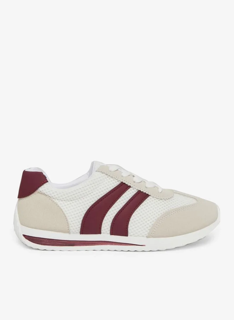 Panelled Striped Lace-up Sneakers