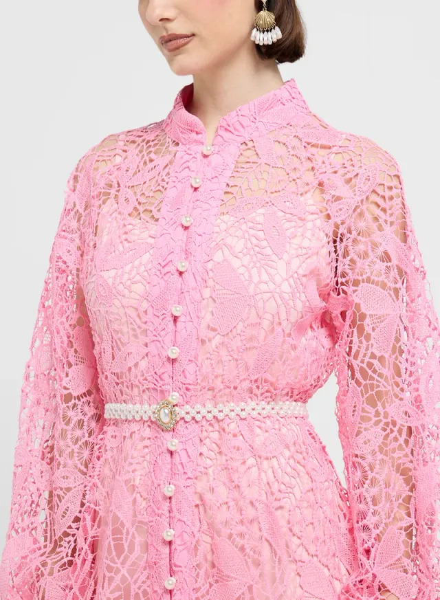 فستان ميدي دانتيل أنيق – صورة 3