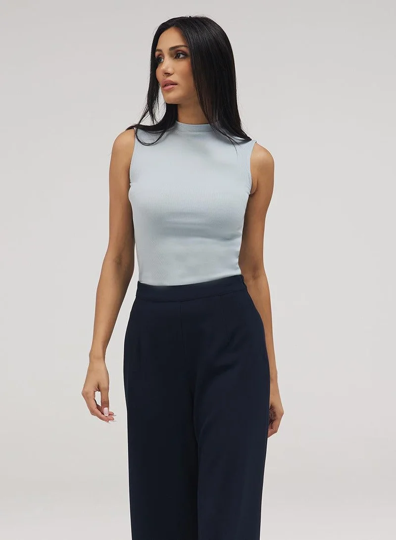 Rib Skinny Top Pale Blue