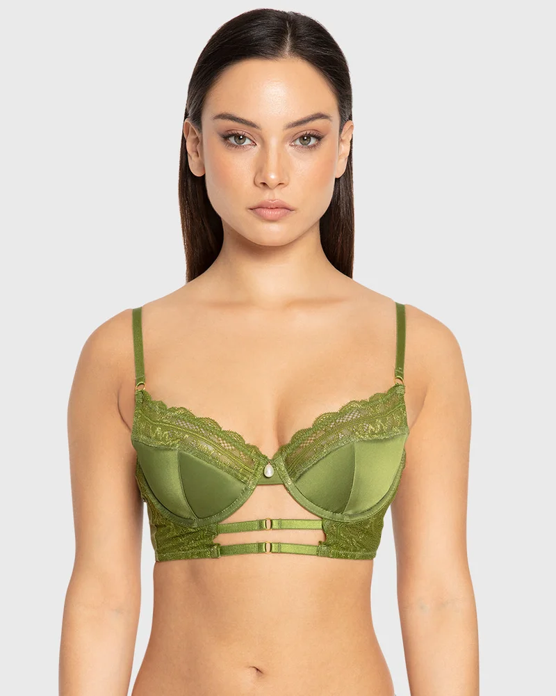 Isla & Evie Cardamom Seed Lightly Lined Plunge Bra Olive Drab