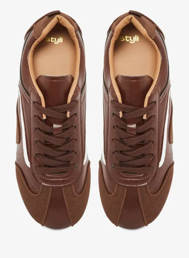 Retro Lace Up Sneakers Brown – image 6