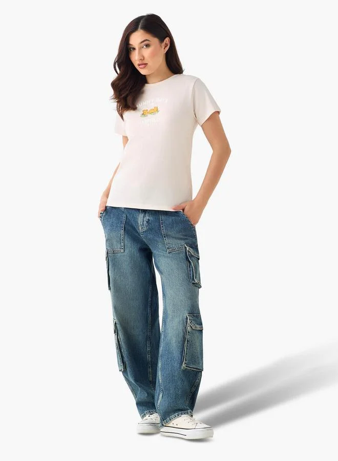 Cotton T-shirt with Garfield Print