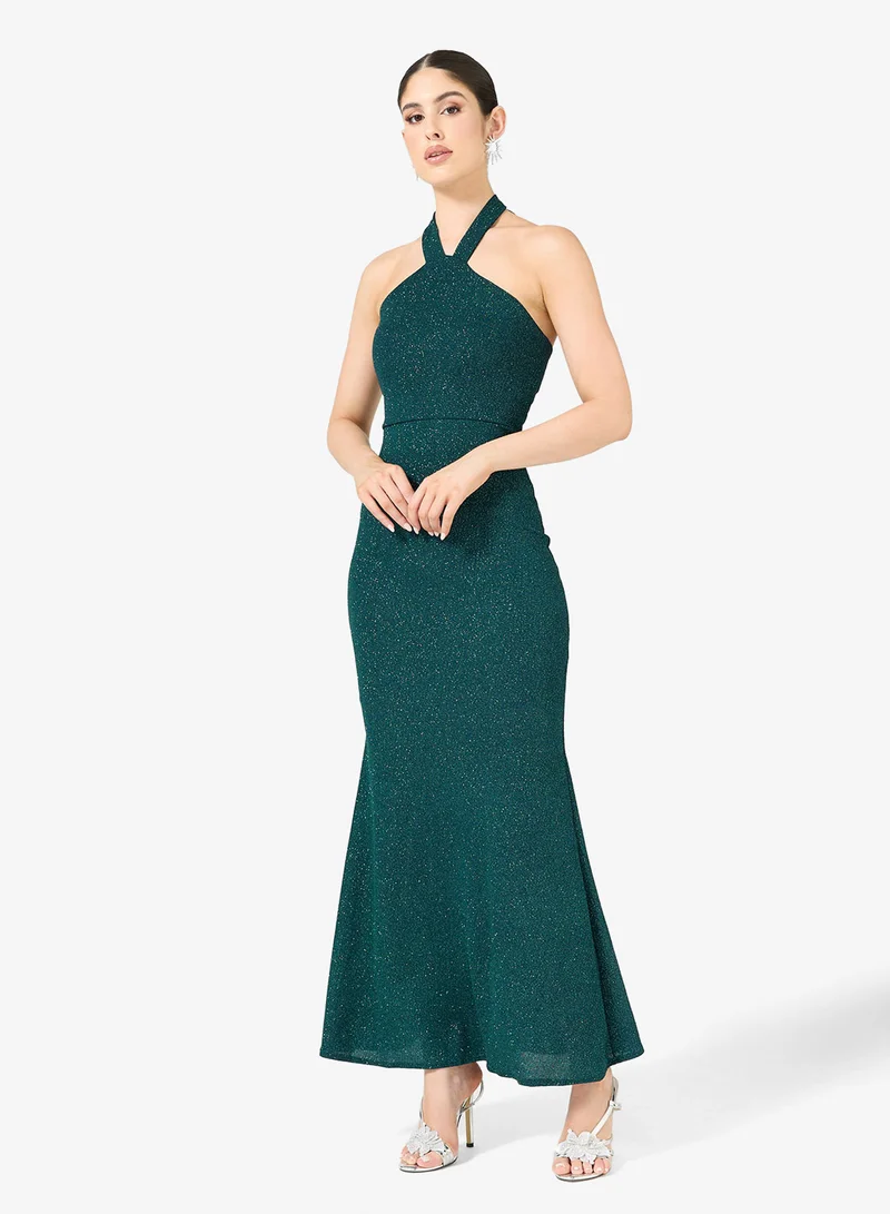 Halter Neck Dress Dark Green